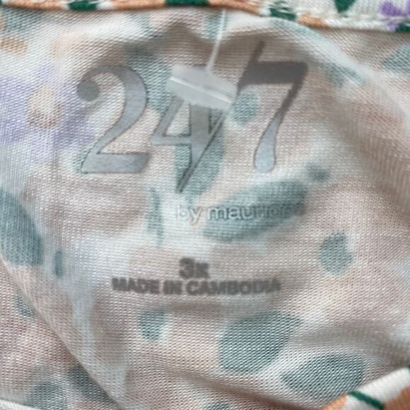2/$30 24/7 Maurices Floral Tank Top Women 3X Purple Green‎ Cottagecore Stretch - Picture 4 of 8